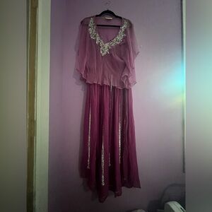 Elegant Purple Gown with Silver Embellishments